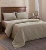 Beige Solid Cotton Double Bed Duvet Cover With 2 Pillow Covers