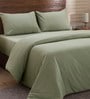 Green Solid Cotton Double Bed Duvet Cover With 2 Pillow Covers
