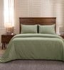 Green Solid Cotton Double Bed Duvet Cover With 2 Pillow Covers