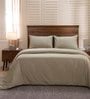 Beige Solid Cotton Double Bed Duvet Cover With 2 Pillow Covers