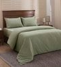 Green Solid Cotton Double Bed Duvet Cover With 2 Pillow Covers