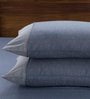 Blue Solid 400 TC Cotton 1 Double King Size Bedsheet with 2 Pillow Covers