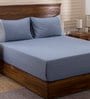 Blue Solid 400 TC Cotton 1 Double King Size Bedsheet with 2 Pillow Covers