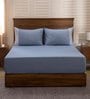 Blue Solid 400 TC Cotton 1 Double King Size Bedsheet with 2 Pillow Covers