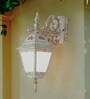 Cottage Farmhouse Outdoor Wall Sconce | Distressed White Finish with Floral Motifs
