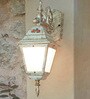 Cottage Farmhouse Outdoor Wall Sconce | Distressed White Finish with Floral Motifs