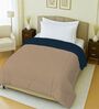 Navy Blue And Beige Cotton Reversible Single Bed Ac 150Gsm Comforter