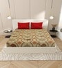 Brown And Red Floral 144 TC Cotton King Size  Bedsheet With 2 Pillow Cover