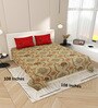 Brown And Red Floral 144 TC Cotton King Size  Bedsheet With 2 Pillow Cover