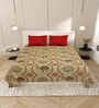 Brown And Red Floral 144 TC Cotton King Size  Bedsheet With 2 Pillow Cover