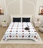 White Traditional print 144 TC Cotton King Size  Bedsheet With 2 Pillow Cover