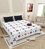 White Traditional print 144 TC Cotton King Size  Bedsheet With 2 Pillow Cover