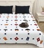 White Traditional print 144 TC Cotton King Size  Bedsheet With 2 Pillow Cover