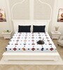 White Traditional print 144 TC Cotton King Size  Bedsheet With 2 Pillow Cover