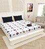 White Traditional print 144 TC Cotton King Size  Bedsheet With 2 Pillow Cover