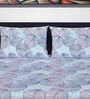 Blue Floral 144 TC Cotton Blend Queen Sized Bed Sheets with 2 Pillow Covers