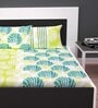 Green Traditional 140 TC Cotton Blend Queen Sized Bed Sheets with 2 Pillow Covers