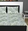 Grey Floral 140 TC Cotton Queen Sized Bed Sheets with 2 Pillow Covers
