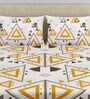 Mustard Geometric 140 TC Cotton Blend Queen Sized Bed Sheets with 2 Pillow Covers