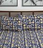Navy Blue Floral 140 TC Cotton Queen Sized Bed Sheets with 2 Pillow Covers