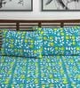 Blue Floral 144 TC 100% Cotton Queen Sized Bed Sheets with 2 Pillow Covers