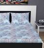 Blue Floral 144 TC Cotton King Sized Bed Sheets with 2 Pillow Covers