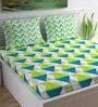 Multicolor Geometric 144 TC 100% Cotton King Sized Bed Sheets with 2 Pillow Covers