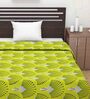 Cotton 120 GSM Abstract Print Olive Green and Blue Single Bed AC Dohar Quilt Blanket