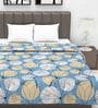 Cotton 120 GSM Floral Print Blue and Beige Double Bed AC Dohar Quilt Blanket