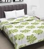 Cotton 120 GSM Floral Print Green and Grey Double Bed AC Dohar Quilt Blanket