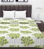 Cotton 120 GSM Floral Print Green and Grey Double Bed AC Dohar Quilt Blanket