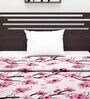 Cotton 120 GSM Floral Printed Pink and Black Single Bed AC Dohar Blanket