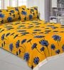 Yellow Floral 200 TC Cotton 1 Double King Size Bedsheet with 2 Pillow Covers