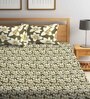 Green Floral 144 TC Microfiber Double Sized Bedsheet With 2 Pillow Covers