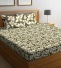 Green Floral 144 TC Microfiber Double Sized Bedsheet With 2 Pillow Covers