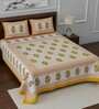 Orange Traditional 144 TC Cotton Blend Queen Sized Bed Sheets with 2 Pillow Covers