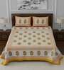 Orange Traditional 144 TC Cotton Blend Queen Sized Bed Sheets with 2 Pillow Covers