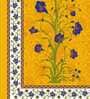 Yellow Floral 144 TC Cotton Blend Queen Sized Bed Sheets with 2 Pillow Covers