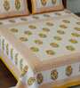 Orange Traditional 144 TC Cotton Blend Queen Sized Bed Sheets with 2 Pillow Covers