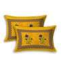 Yellow Floral 144 TC Cotton Blend Queen Sized Bed Sheets with 2 Pillow Covers