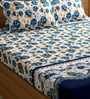White Floral 144 TC Microfiber Double Sized Bedsheet With 2 Pillow Covers