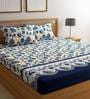 White Floral 144 TC Microfiber Double Sized Bedsheet With 2 Pillow Covers