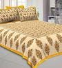 Yellow Traditional 200 TC Cotton 1 Double King Size Bedsheet with 2 Pillow Covers
