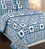Blue Floral 144 TC Cotton 1 Double King Size Bedsheet with 2 Pillow Covers
