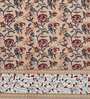 Beige Floral 144 TC Cotton 1 Double King Size Bedsheet with 2 Pillow Covers