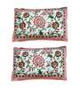 Pink Floral 144 TC Cotton 1 Double King Size Bedsheet with 2 Pillow Covers