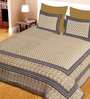 Brown Traditional 144 TC Cotton 1 Double King Size Bedsheet with 2 Pillow Covers