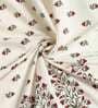 Off White Floral 144 TC Cotton 1 Double King Size Bedsheet with 2 Pillow Covers