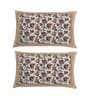 Beige Floral 144 TC Cotton 1 Double King Size Bedsheet with 2 Pillow Covers