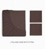 Brown 144 TC Cotton King Sized Double Bedsheet With 2 Pillow Covers